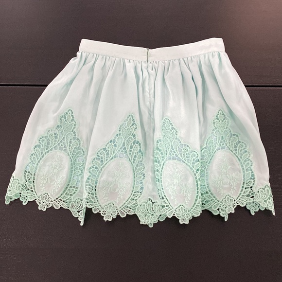 Tobi Teal Lace Mini Skirt - Small - Picture 2 of 10